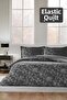 Barocco Fitted Double-Sided Double Duvet Cover Set - Gray 100% Cotton