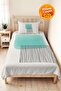 Mint Geometric Modern Young Room Single Pique Set - Striped Anthracite 160X220 cm Bedspread