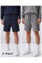 Men's Navy Blue-Smoked 2-Pack Cotton Shorts with Side Pockets, Front Zipper Pocket and Back Pocket