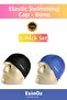 # Debizbonesi Set of 2 Elastic Swimming Caps Black and Blue Pool Cap Flexible Pool and Sea Cap Non-Hair-Tugging Comfortable Fabric Cap Set - 4