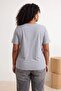 Lacivert-Pembe- Gri 3'lü Paket Regular Fit V Yaka Büyük Beden T-shirt TBBSS26BF00031 - 3