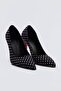 Siyah Puantiye Baskılı Kadın 11 cm Stiletto İnce Topuklu Ayakkabı TAKSS26TO00097 - 7