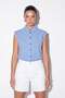 Blue Sleeveless Gingham Shirt Tdrss26Go00095 - 2