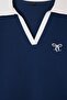 Navy Blue Fitted/Fitted Polo Neck Short Sleeve Cotton Stretch Knitted T-Shirt Twoss26Ts00022 - 6