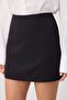 Siyah Basic Yüksek Bel A-line Mini Boy Dokuma Etek TWOSS22ET0136 - 7