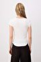 Ecru Fitted/Cotton Stretch Knitted T-Shirt with Piping Detail Twoss26Ts00315 - 4