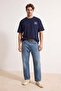 Navy Blue Unisex Oversize/Wide Cut Printed 100% Cotton T-Shirt Tmnss25Ts00031 - 3