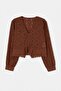 Kahverengi %100 Pamuk Fisto Brode Bluz TWOSS26BZ00740 - 5