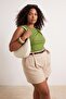 Oil Green Fitted/Sleeveless Gathered Stretchy Knitted Blouse Tbbss26Af00261 - 3