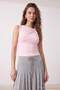Açık Pembe Fitted/Vücuda Oturan Kolsuz Büzgülü Esnek Örme Bluz TWOSS26BZ00199 - 2