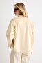 Bej Cep Detaylı Süet Mono Kapama Oversize Midi Trençkot TWOAW27TR00001 - 5