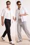 Siyah-Gri Beli Lastikli Straight Erkek Pantolon TMNSS26PL00042