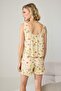 Sarı-Çok Renkli Çiçekli Dantel ve Fırfır Detaylı Viskon Dokuma Pijama Takımı THMSS26PT00208 - 4