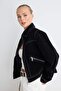 Black Regular Fit Contrast Stitched Suede Textured Jacket Coat Twoaw27Mo00077 - 2