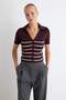 بلوزة أساسية مخططة باللون الرمادي*001-Grey Double Pack Striped Basic Blouse TWOSS26BZ00284 - 5