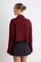 Bordo Crop Yumuşak Dokulu Dik Yaka Triko Hırka TWOAW22HI0174 - 4