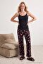 Black 3-Piece 100% Cotton Floral Lace Detailed Knitted Pajama Set Thmaw27Pt00140 - 3