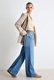Premium Koyu Mavi %100 Pamuk Yüksek Bel Ekstra Wide Leg Jeans TWOAW27JE00074 - 2