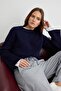 Navy Blue Spanish Sleeve Soft Textured Knitwear Sweater Twoaw27Kz00090