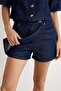 Koyu Mavi Tencel Karışımlı Gömlek Şort Etek Denim Alt - Üst Takım TWOAW27AU00053 - 3