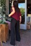 Black High Waist Linen Wide Leg Pants Mg2718 - 5