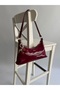 Patent Leather Baguette Model Hand and Women's Shoulder Bag Claret Red Charm Included