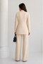 Women's Double Suit Gold K Belt I V Padded Shoulders Blazer Jacket B Wide-Leg Trousers Suit - 3