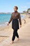 Leopard Waist Adjustable Elastic Water-Repellent Fabric 3-Piece Hijab Swimsuit Set Beachwear Burkini - 7
