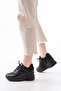 Premium Glittery Wedge Heel Sports Shoes Black - 2