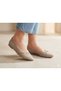 Women's Beige Buckle Detailed Daily Patent Leather Ballerinas - 2