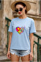 Unisex Short Sleeve Round Neck Heart Butterflies Printed Solid Color t Shirt