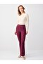 Burgundy Wide Leg High Waist Slim Fit Knitted Trousers - 2