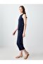 Navy Blue High Waist Regular Leg Short Knitted Trousers - 2