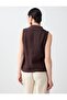 Acı Kahve %100 Linen Sleeveless Slim Fit Shirt - 5
