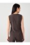 Coffee Melange Straight Cut Round Neck Knitted Blouse - 5