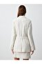 Stone Straight Cut Long Sleeve Woven Linen Blend Jacket - 6