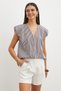 V-Neck Striped Padded Sleeveless Blouse - 2