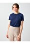 Navy Blue Short Sleeve Crew Neck Modal Knitted T-Shirt