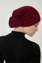 Ready-Made Burgundy Turban Hijab with Bun, Suitable for Medical Use - 6