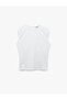 Cotton Slim Fit Zero Sleeve T-Shirt with Back Closure Detail - 3