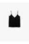 V-Neck Thin Strap Blouse with Two Different Fabric Uses - 3