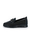 Genuine Leather and Mesh/Wicker Textured Women's Shoes / Buckle Detail / Wedge Sole Loafer / Black Multi-Color/D26Ya-7680 - 4