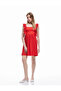 Ruffled Scallop Detailed Sleeveless Square Neck Wrap Mini Dress - 3