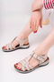 Women Beige Velvet Orthopedic Heel Orthopedic Sandals