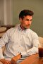 Slim Fit Long Sleeve Lycra Striped Collar Buttoned Gift Boxed Men's Shirt Fs-003669 - Light Blue - 8