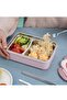 Portable Lattice Insulation Lunch Box,Built-in Utensils,Microwave Safe,BPA Free - 3