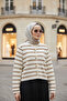 Buttoned Premium Striped Soft Knitwear Cardigan Brown - 3
