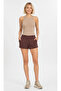 Beige Ribbed Halter Collar Knitted Crop Tank Top - 3