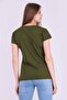 Khaki Green Color 100% Cotton Crew Neck Basic Unprinted Women's Knitted Short Sleeve Tshirt - 7