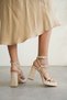 Women's Beige Heeled Sandals Tr12My02C - 6